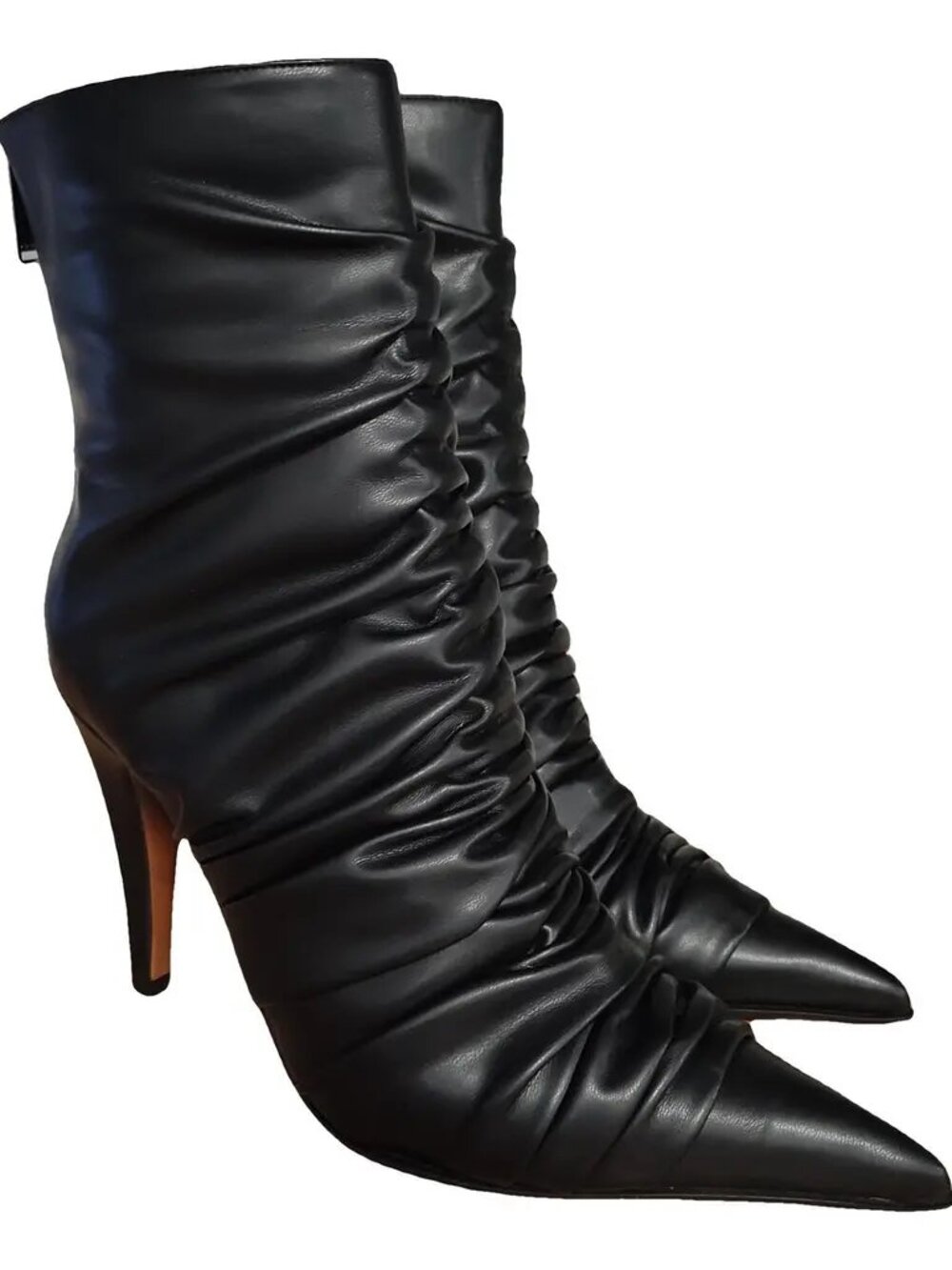 New Alexander McQueen Black Leather Ruched Boots Sz 41